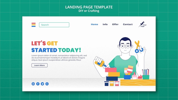 無料PSD diyまたはクラフトのランディングページ