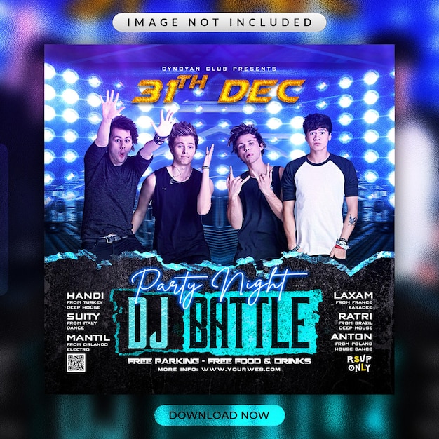 Dj battle party flyer or social media promotional banner template