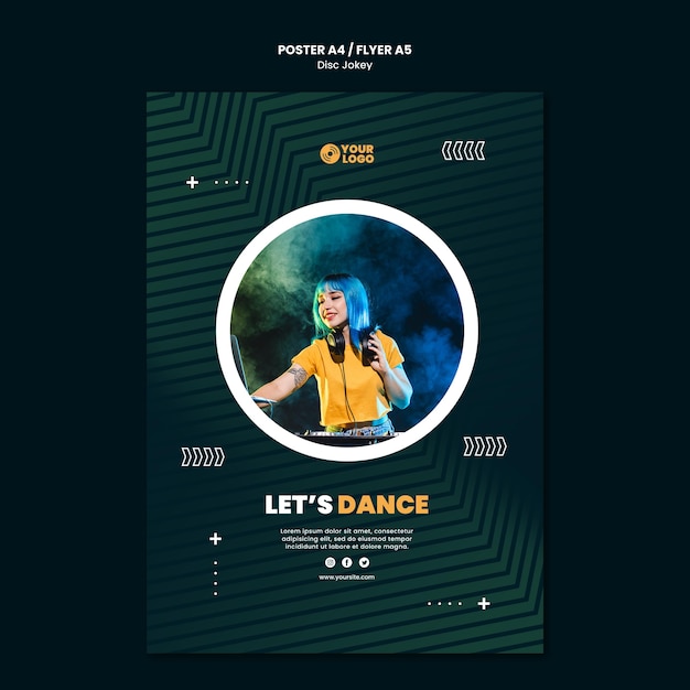 Dj let's dance poster template