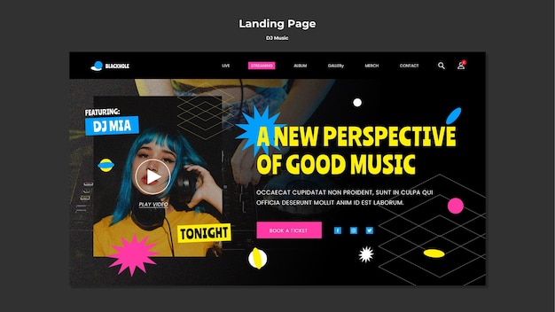 Free PSD dj music landing page