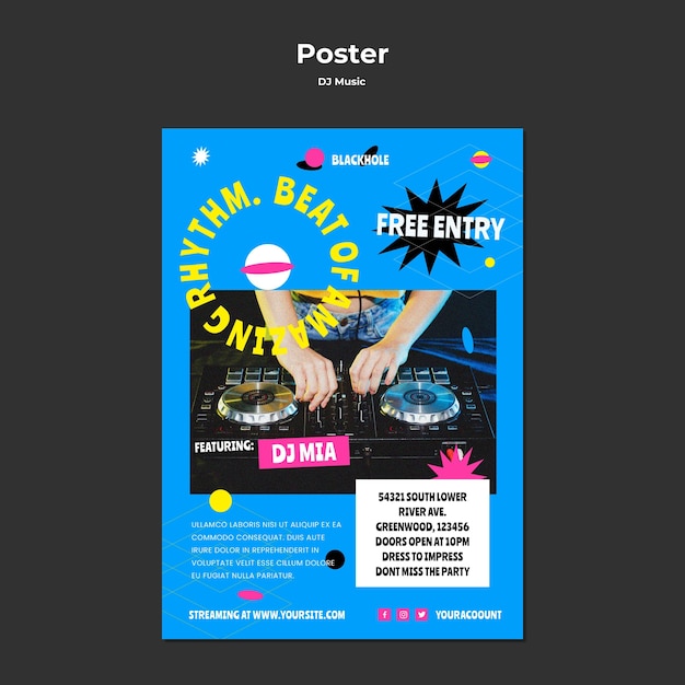 Free PSD dj music poster template