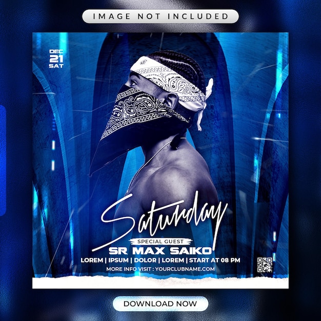 Dj party flyer or social media banner template