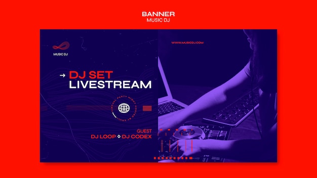 Dj set livestream banner modello