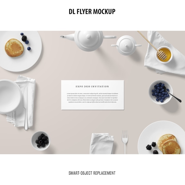 Free DL Flyer Mockup PSD Template for Cafe and Restaurant Promotion