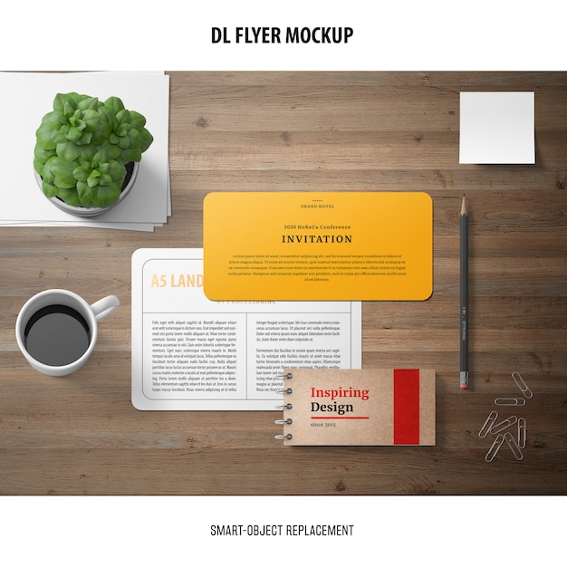 Бесплатный PSD dl flyer mockup