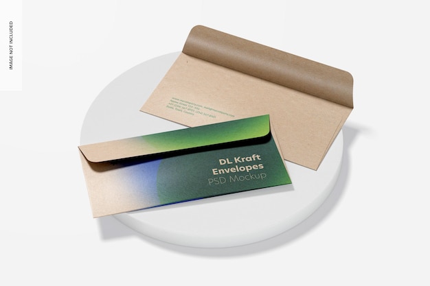 Download Free PSD | Dl kraft envelopes set mockup