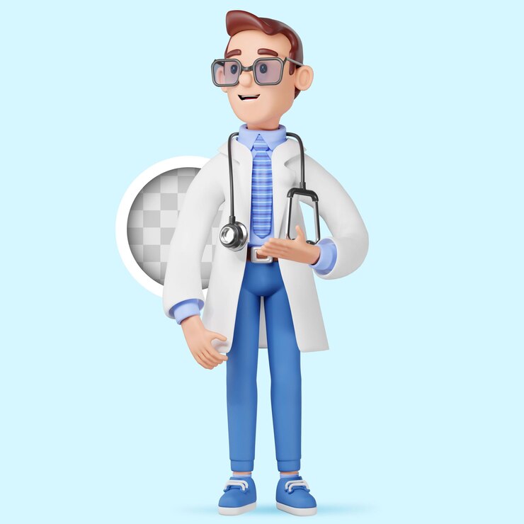 मुफ़्त PSD doctor is pointing with the hand 3d illustration