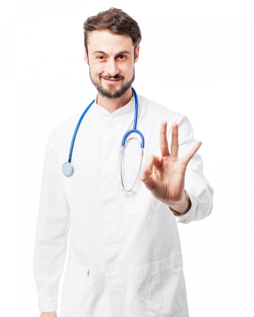 Doctor says "ok" with his hand