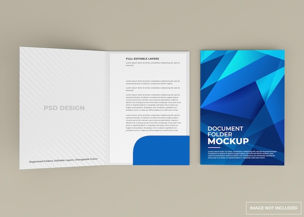 Document folder mockup design isolated