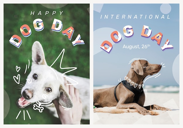 Dog day poster template psd set