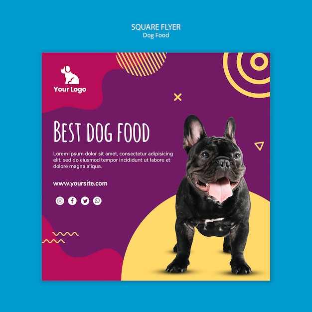 Free PSD dog food square flyer template