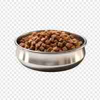 Free PSD dog food in steel bowl isolated on transparent background