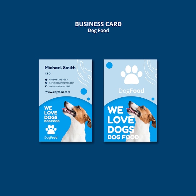 Вертикальная визитная карточка корм для собак