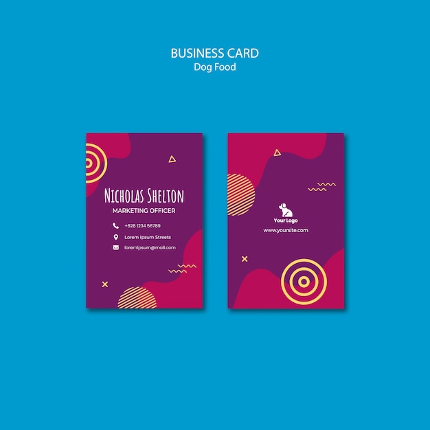 Free PSD dog food vertical business card template