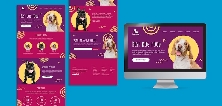 मुफ़्त PSD dog food website and app interface template