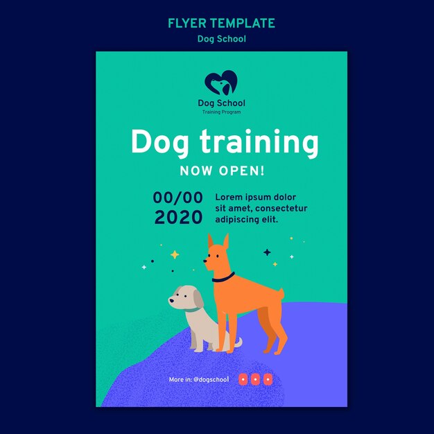 Dog school concept flyer template