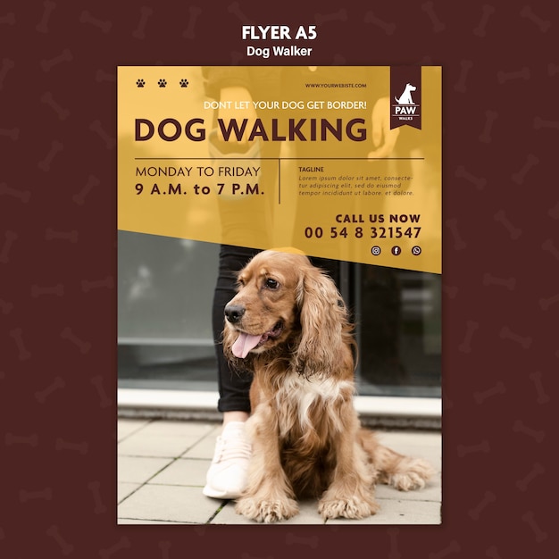 Dog walker flyer template