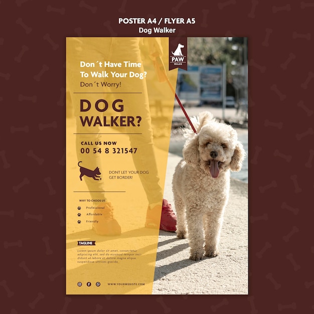 PSD gratuito poster di dog walker