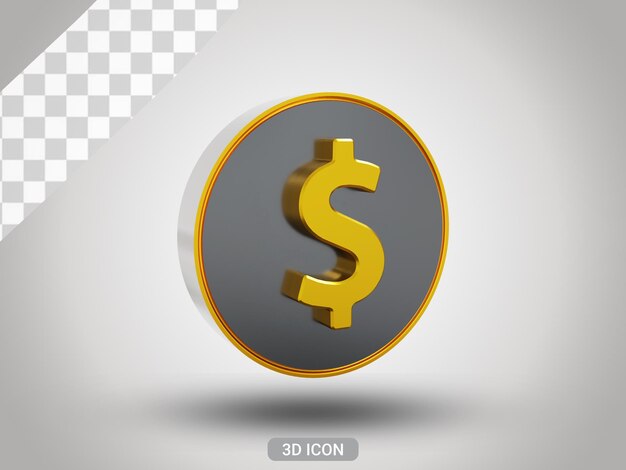 Dollar sign 3d rendered icon design