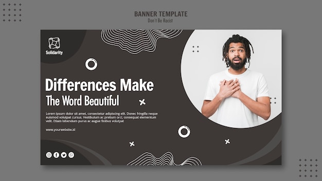 無料PSD 人種差別主義の概念バナーテンプレートをしないでください。