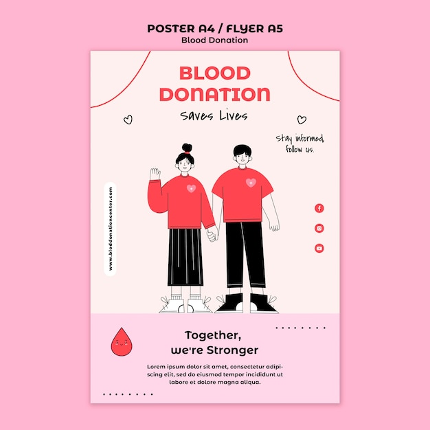 PSD gratuito dona il modello di poster per la consapevolezza del sangue