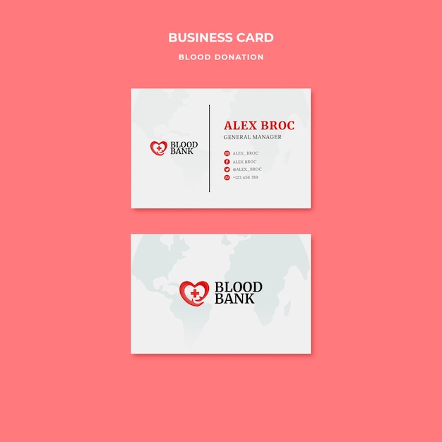 Free PSD donate blood business card