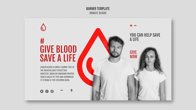 Donate blood campaign banner template