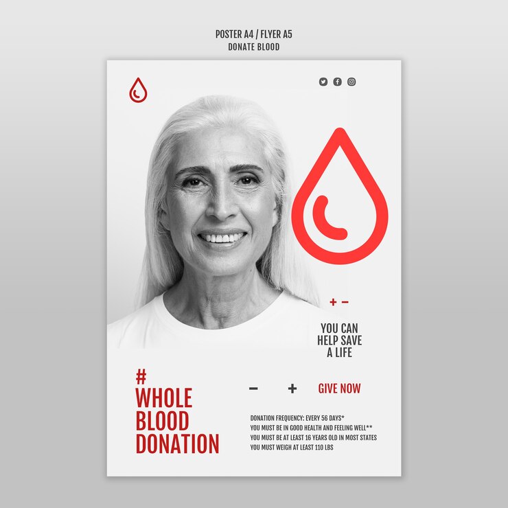 Free PSD donate blood concept poster template