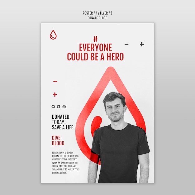 Free PSD donate blood poster template design