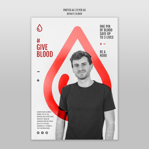 Free PSD donate blood poster template style