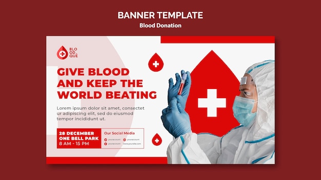 Free PSD donating blood act banner template