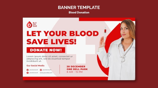 Donating blood banner template