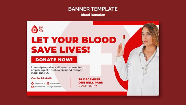 Donating blood banner template