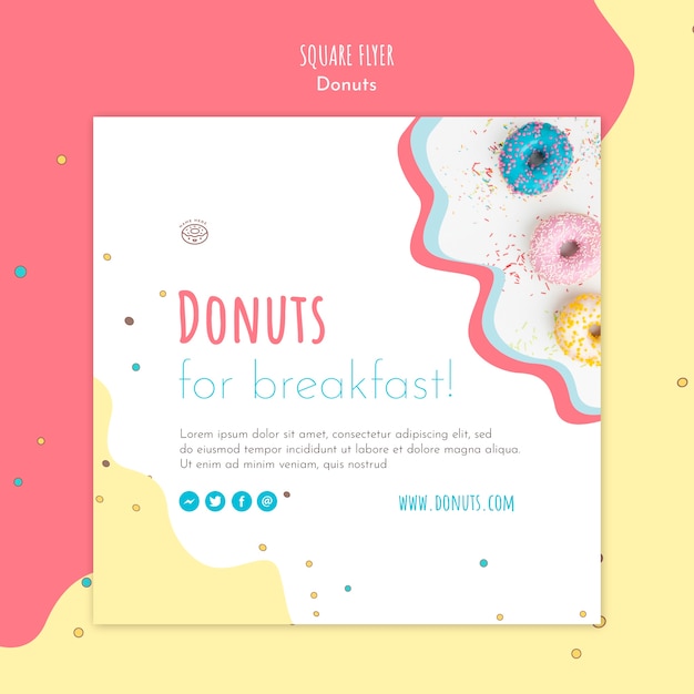 Free PSD donut concept square flyer template