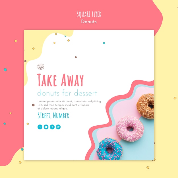 Free PSD donut concept square flyer template