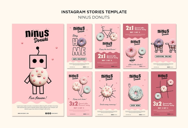 無料PSD ドーナツコンセプトinstagramストーリーテンプレート