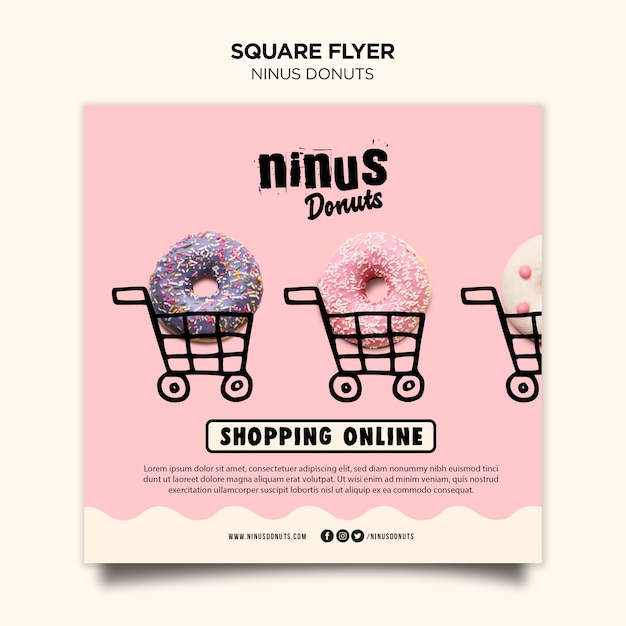 Donuts concept square flyer template