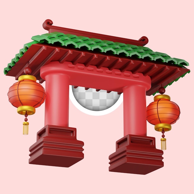 PSD gratuito architettura della porta rappresentativa del capodanno cinese