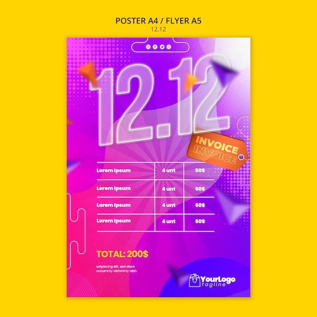 Double 12 discount poster template