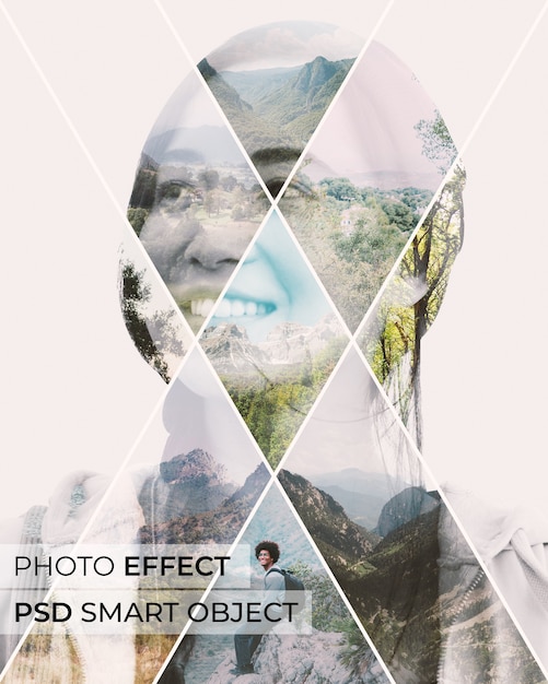 Double exposure shapes photo effect