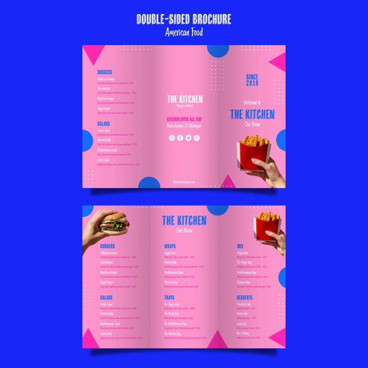 Free PSD double sided brochure kitchen menu