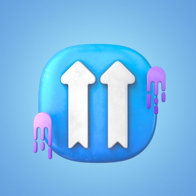 double up arrow icon 3d rendering