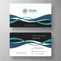 Free PSD double wavy shape business card