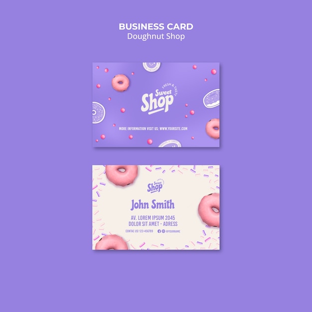 Free PSD doughnut shop business card template