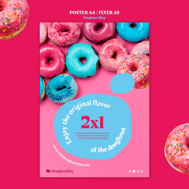 Doughnut shop business poster template