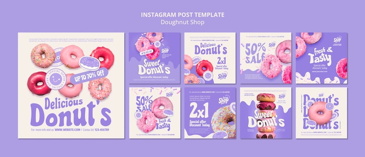 Free PSD doughnut shop instagram posts