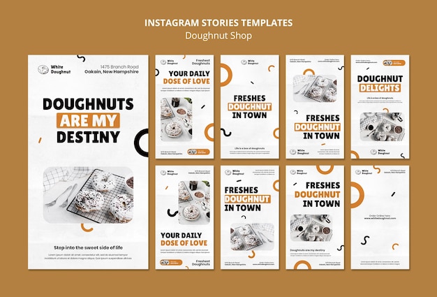 Free PSD doughnut shop instagram stories