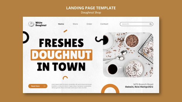 Free PSD doughnut shop landing page template