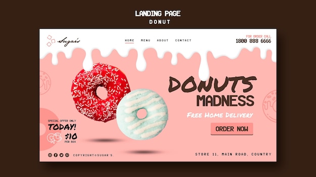 Free PSD doughnuts madness different flavors banner template