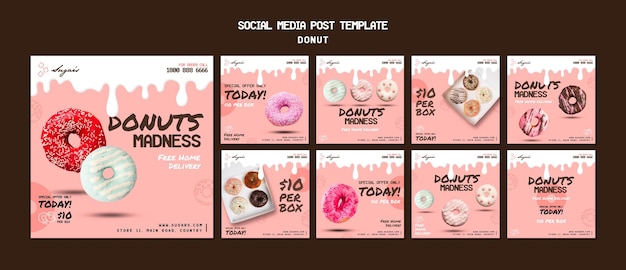 Doughnuts madness instagram post template